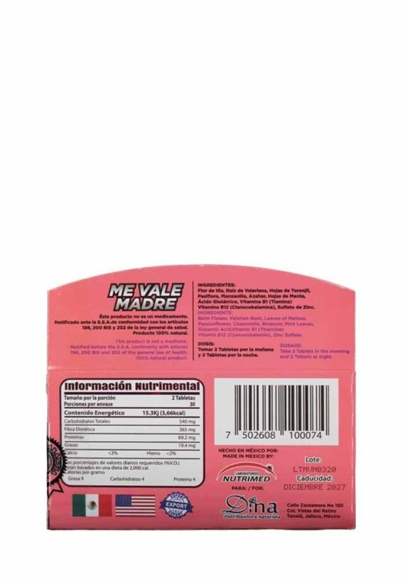 Tabletas Nutrimed Me Vale Madre Reg. - Image 2