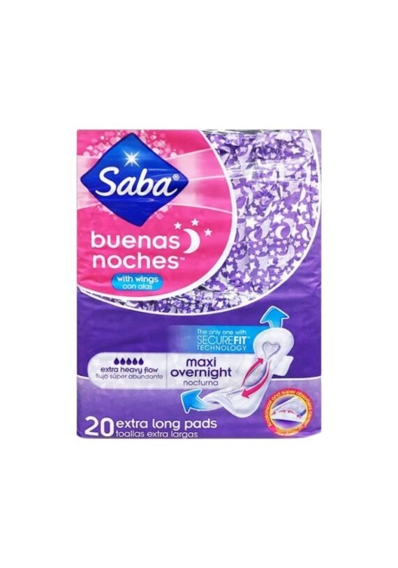 Toallas Saba Buenas Noches Maxi Nocturna Largas Flujo Abundante Alas
