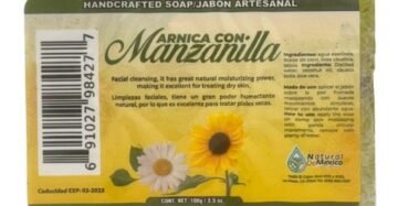 Jabon Natural de Mexico Barra Arnica Manzanilla