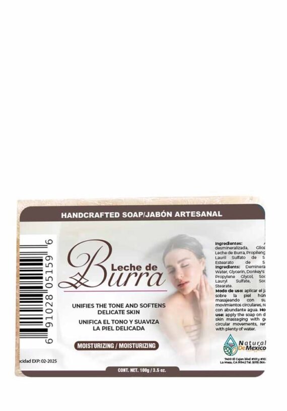 Jabon Natural de Mexico Barra Leche Burra