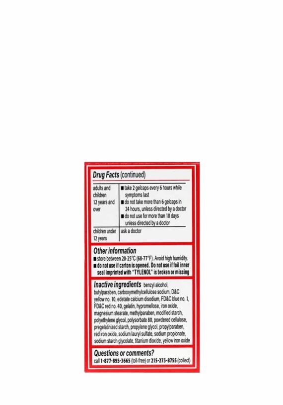 Gel Cápsulas Tylenol Extra Fuerte Liberación Rápida - Image 2