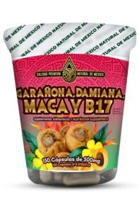 Cápsulas Natural de Mexico Vaso Garañona Damiana Maca B17