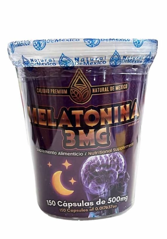 Cápsulas Natural de Mexico Vaso Melatonina 3MG