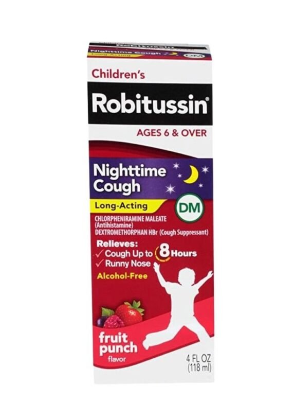 Jarabe Robitussin Childrens DM Nighttime Cough Runny Nose FRUIT