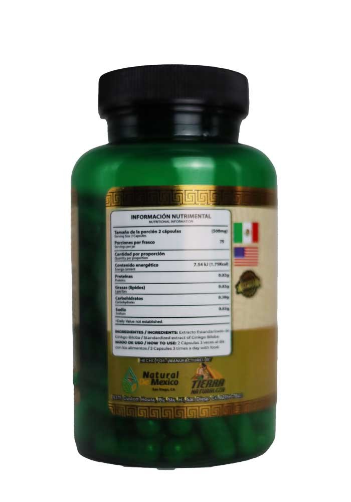 Cápsulas Natural de Mexico Vaso Ginkgo Biloba Complejo B1 6 12 - Image 2