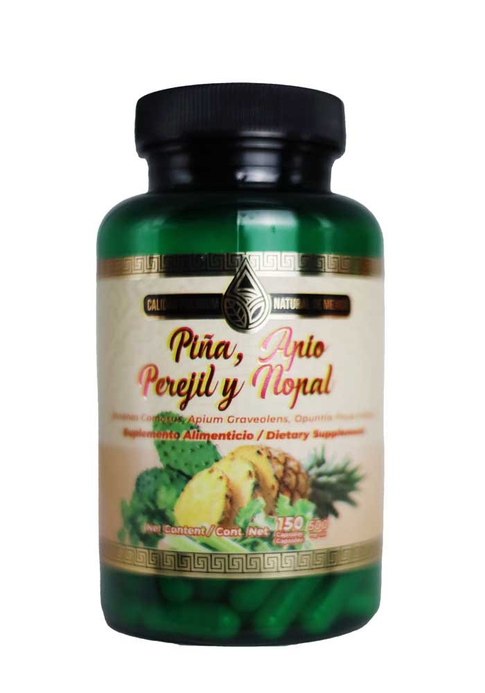 Cápsulas Natural de Mexico Vaso Piña Apio Perejil Nopal